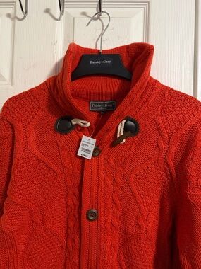 Paisley & Gray Orange Cable Knit Toggle Cardigan